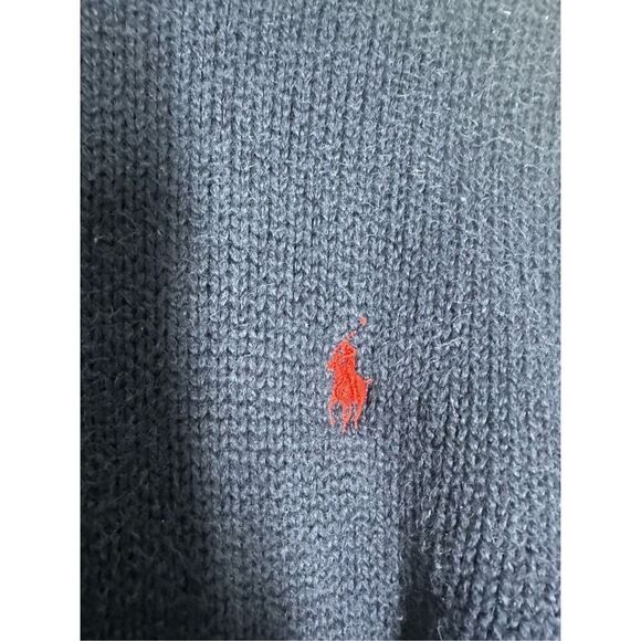 Vintage Polo Ralph Lauren Cotton 1/4 Zip Knit Sweater Turtleneck Logo Sz M Navy - Picture 3 of 11